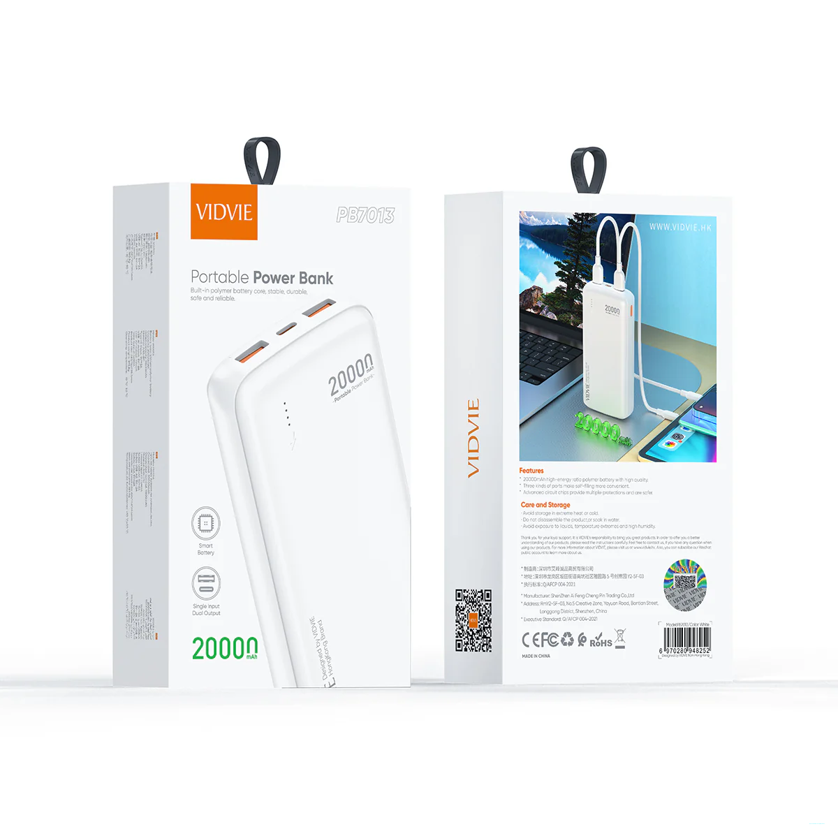 Mini Powerbank USB Tipo C Vidvie PB7013 20000mAh